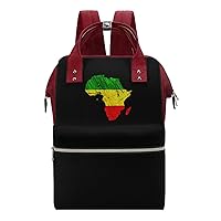 Africa Map Reggae Rasta Diaper Bag for Women Large Capacity Daypack Waterproof Mommy Bag Travel Laptop Backpack