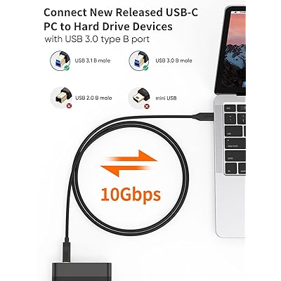 CableCreation USB 3.1 C to USB B Cable 4FT, USB B to USB C Printer Cable  10Gbps for Thunderbolt 3 Host MacBook Pro Air USB B Printer, External Hard