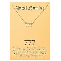 Old English Angel & Number Necklace Numerology Jewelry for Women 18K Gold Plated Stainless Steel