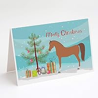 Caroline's Treasures BB9278GCA7P Arabian Horse Christmas Greeting Cards and Envelopes Pack of 8, Teal Blank Cards with Envelopes Whimsical A7 Size 5x7 Blank Note Cards