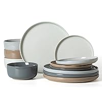 Famiware Milkyway Plates and Bowls Set, 12 Pieces Dinnerware Sets, Dishes Set for 4, Multi-color