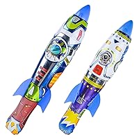 BESTOYARD Plane Large Inflatable Rocket, Hand Launched Rocket Blow Up Rocket Kids Shooting Flying 4D Rocket Balloon Pool Float for Outdoor 2pcs Paper Airplane Kit