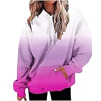 Tie Dye Gradient Sweatshirt Women Loose Casual Hoodie Tops Comfy Fleece Pullover Winter Fall Athletic Sweater Shirt
