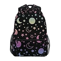 ALAZA Rainbow Star Moon Backpack for Women Men,Travel Casual Daypack College Bookbag Laptop Bag Work Business Shoulder Bag Fit for 14 Inch Laptop