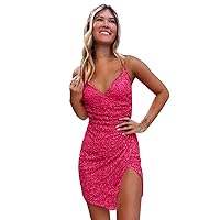 Eightale Short Sparkly Homecoming Dresses Sequins Spaghetti Straps Prom Cocktail Dresses