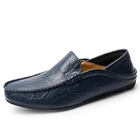 Men's Casual Leather Shoes，Soft Sole Casual Slip on Loafers Breathable Comfortable Driving Shoes for Men