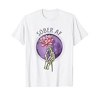 Sober AF Skeleton Hand Holding Lotus Flower Namaste T-Shirt