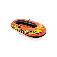 INTEX 58330EP Explorer 200 Inflatable Boat: 2-Person – Dual Air Chambers – Welded Oar Locks – Grab Rope – 210lb Weight Capacity