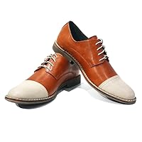 Modello Regda - Handmade Italian Mens Color Brown Oxfords Dress Shoes - Cowhide Smooth Leather - Lace-Up