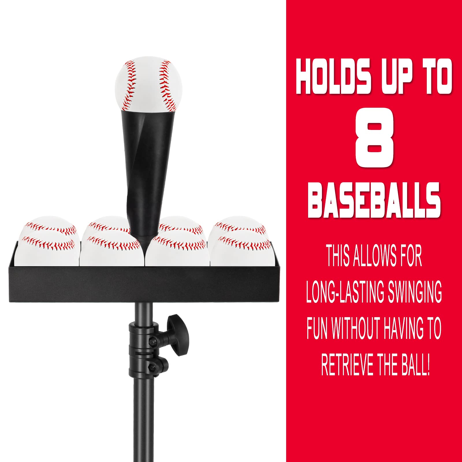 Baseball Batting tee with Storage, Portable Softball Tees for Adults and Youth Teens, Adjustable Tee Ball Stand 30 to 43 inches for Hitting Training Practice, Ideal Hitting Tee with Carrying Bag