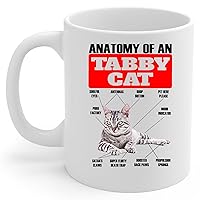 Lovesout Funny Grey Tabby Cat Anatomy Chart Coffee Mug White Ceramic Cup 11oz