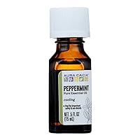 Aura Cacia 100% Pure Peppermint Essential Oil | GC/MS Tested for Purity | 15 ml (0.5 fl. oz.) | Mentha piperita