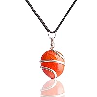 Carnelian Stone Natural Healing Crystals and Stones Crystal Pendants Necklace for Women Good Luck Charm Spiritual Gift for Him Her Jewelry for Women Men, Crystal