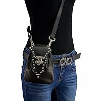 Milwaukee Leather MP8856 Women's 'Studded' Black Leather Drop Set Belt Bag - One Size