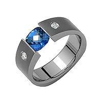 Bleu - beautiful sapphire & diamond titanium ring size 4 to 14