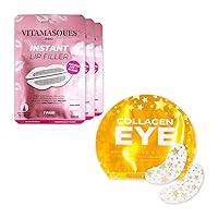 Vitamasques Instant Lip Filler Lip Masks & Vegan Collagen Eye Pads Bundle