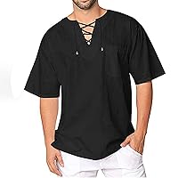 Mens Casual Shirts,Casual Short Sleeve V Neck Tops Shirts Plus Size Beach Hippie Blouse Fashion Tee T-Shirt 2024
