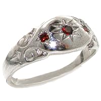 925 Sterling Silver Natural Garnet Womens Band Ring - Sizes 4 to 12 Available