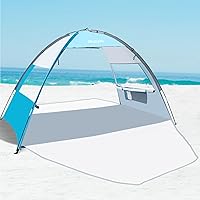 OutdoorMaster Beach Tent for 3 Person with 2 Doors, Easy Setup Sun Shade Shelter, Portable Beach Shade Sun Canopy with UPF 50+ UV Protection, Extendable Floor with Carrying Bag - Ocracoke Coast