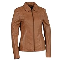 Milwaukee Leather SFL2850 Women's Classic Black Zippered Motorcycle Style Fashion Leather Jacket with Shirt Style Collar