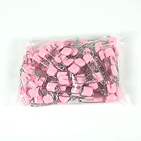 OsoCozy Cloth Diaper Nappy Pins 100 Packs - 100 Stainless Steel Safety Pins with Locking Plastic Heads. Durable, Safe and Cute 2.2 Inches Long (Pink)
