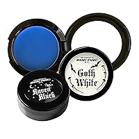 MANIC PANIC Blue Moon Face and Body Paint Bundle with Black Raven Face and Body Makeup and Goth White Foundation