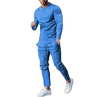 Men's Tight Tracksuits 2 Piece Athletic Suit Solid Long Sleeve Tops and Pants Outfits Casual Sweatsuit for Jogging