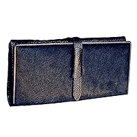 2022 New Horsehair Leather Wallet Women Long Leopard Print Coin Purse Drawstring Card Slot Large Capacity Wallets (Black)