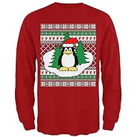 Penguin on Ice Ugly Christmas Sweater Mens Long Sleeve T Shirt