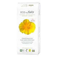 Eco by Naty Sanitary Pads – Plantbased and Absorbent Sanitary Pads for Women, Organic Cotton Menstrual Product, Better for Feminine Health (Night, 10 Count)