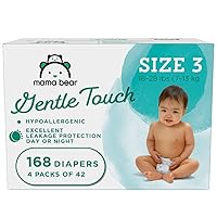Amazon Brand - Mama Bear Gentle Touch Diapers, Hypoallergenic, Size 3, 168 Count (4 packs of 42), White