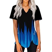 Womens Tshirts Trendy Dressy Tops Business Casual Tee Shirts Fashion Vacation Blouses Y2k Spring Outfits 2024 Blues
