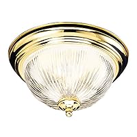 Design House 503037 Millbridge Traditional 1-Light Indoor Flush Mount Ceiling Light Dimmable Clear Ribbed Glass for Bedroom Dining Room Kitchen, Polished Brass, 11.25 in