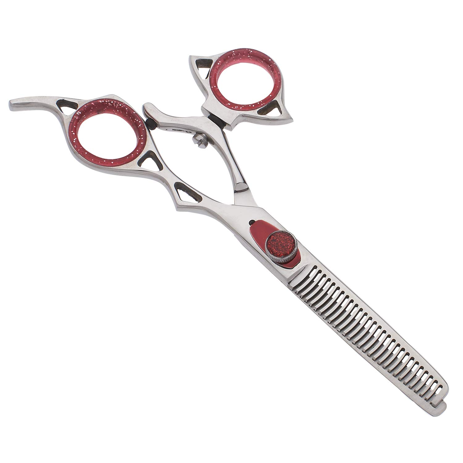 Professional Hair Cutting Scissors Set, Razor Edge Thinning Texturizing Shears for Barber Hairdressing Salon Adjustable Finger Ring + Zipper Case, Stainless Steel