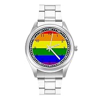 LGBT Pride Flag Funny Quartz Watch Alloy Watch For Men Women With Design Pattern Print