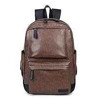 Men's Travel Pu Leisure Sports Backpack (Brown)