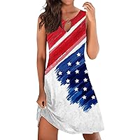 Summer Dresses for Women 2024 Petite Sizes,Independence Day for Women's 4 of July Printed Boho for Women Casual
