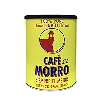 Café El Morro Dark Roast Espresso Ground Coffee, Authentic Puerto Rican Style, Bulk Coffee 1-Pack, 10 oz Can, Gourmet Coffee Experience