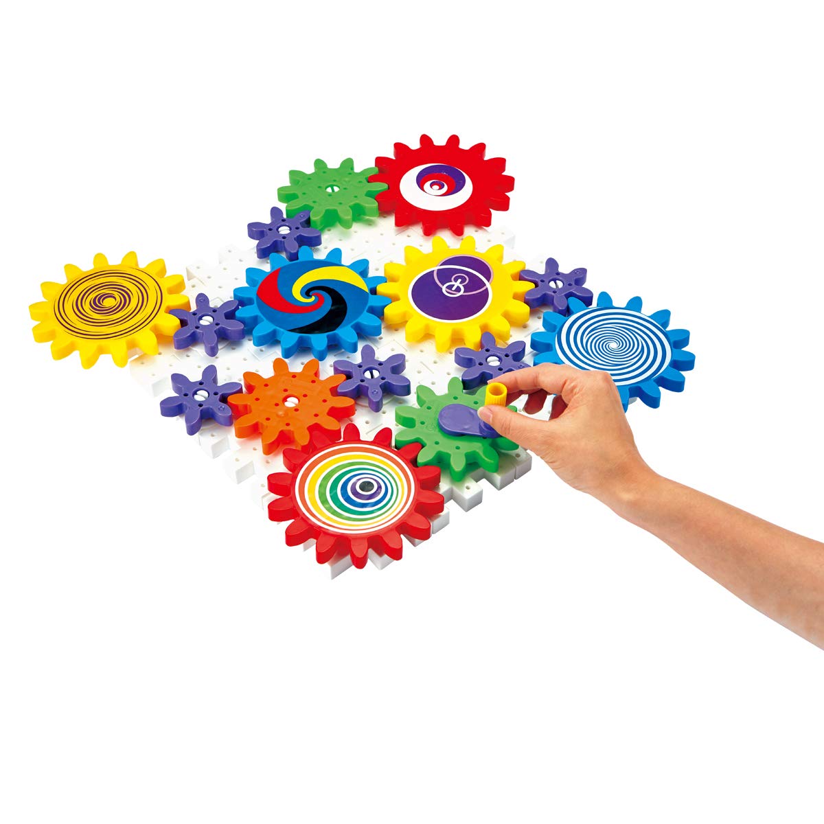 Quercetti Kaleido Gears - 55 Piece Building Set with 3 Different Sized Gears