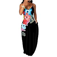 SheKiss 2024 Women's Casual Summer Floral Long Maxi Dresses Floor Length Sleeveless Plus Size Sundresses