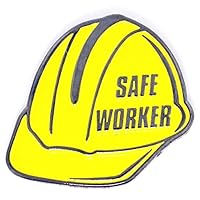 PinMart's Bright Yellow Safe Worker Hard Hat Safety Enamel Lapel Pin