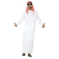 Smiffys Men's Arab Costume with Long Tunic and Headdress, White L - US Size 42