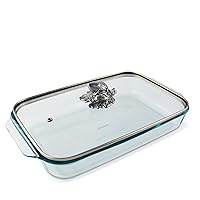 Arthur Court Glass Casserole Dish with Metal Acorn Handle Baking Dish - Perfect to keep your Easter Sides Protected and Warm - Forrest Style 9.25 inches x 13.5 inches 3 quart - 2-pieces