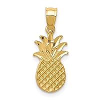 14k Gold Brushed and Sparkle Cut Pineapple Pendant Necklace Jewelry for Women