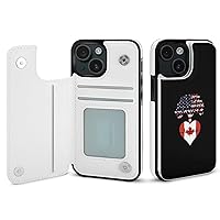Canada US Root Heartbeat Flip Leather Case with Card Holder Kickstand Function Compatible for iPhone 15 Series