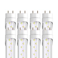 Barrina T8 T10 T12 LED Tube Lights, Dual-End Powered, Remove Ballast, Type B Bulbs, 4FT, G13, 24W, 6000K Cool Daylight, 3200LM, LED Replacement for Fluorescent Tubes, Clear Cover, ETL Listed, 8-Pack