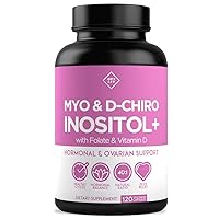 Premium Inositol Supplement - Myo-Inositol and D-Chiro Inositol Plus Folate and Vitamin D - Ideal 40:1 Ratio - Hormone Balance & Healthy Ovarian Support for Women - Vitamin B8 - 30 Day Supply