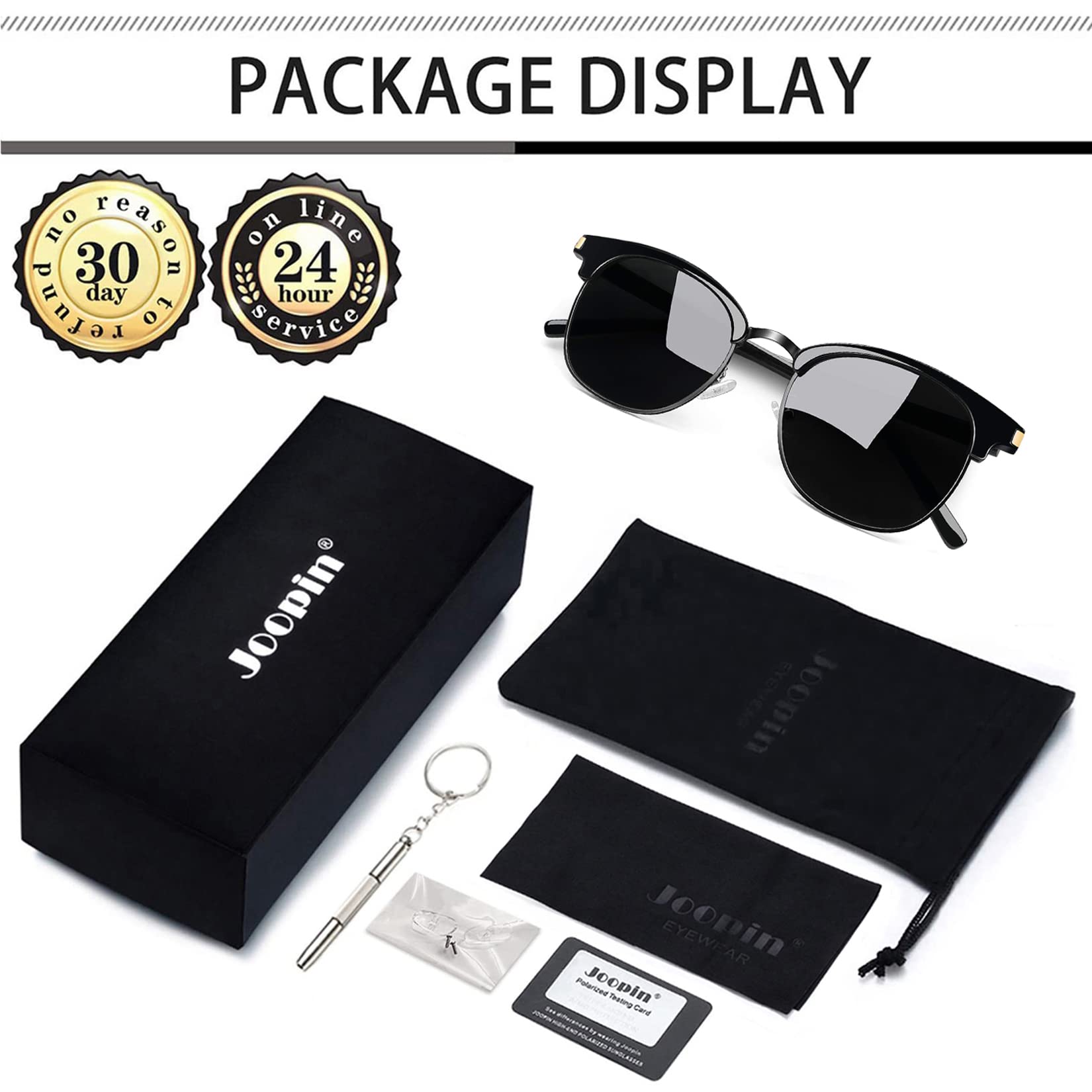 Joopin Semi Rimless Sunglasses Polarzied UV400 Protection, Classic Half Frame Shades for Men Women Sun Glasses