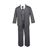 6pc Formal Boys Dark Gray Vest Sets Suits Extra Black Necktie S-20 (14)