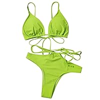 Swimsuit for Women 2024 Tankini with Underwire Seamless Bikini Underwear for Women High Cut